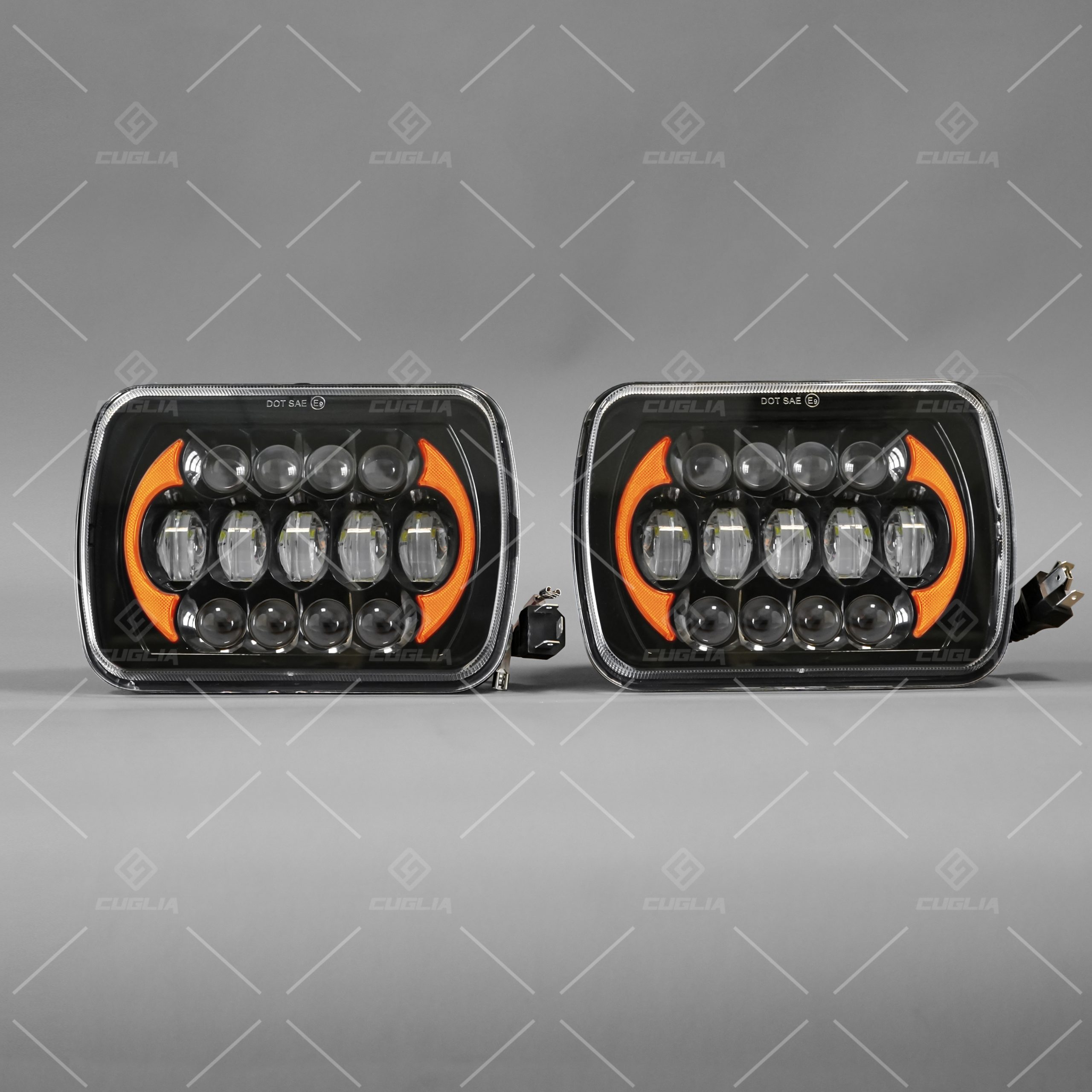 Coppia Fari LED 7″ 126W H4 DRL Ambra Hi/Low Beam Universale