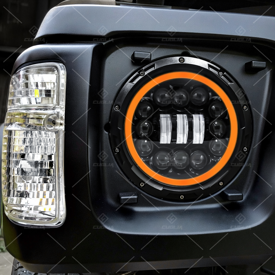 Coppia Fari LED 7″ 80W H4 DRL Bianco+Arancione Hi/Low Beam - immagine 6