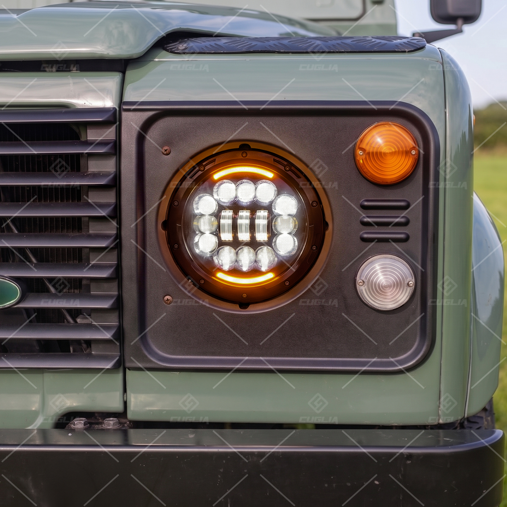 Fari LED 7" 90W H4 DRL Jeep Wrangler JK TJ Defender Patrol Hummer H1/H2 Y60 4x4 Offroad - immagine 9