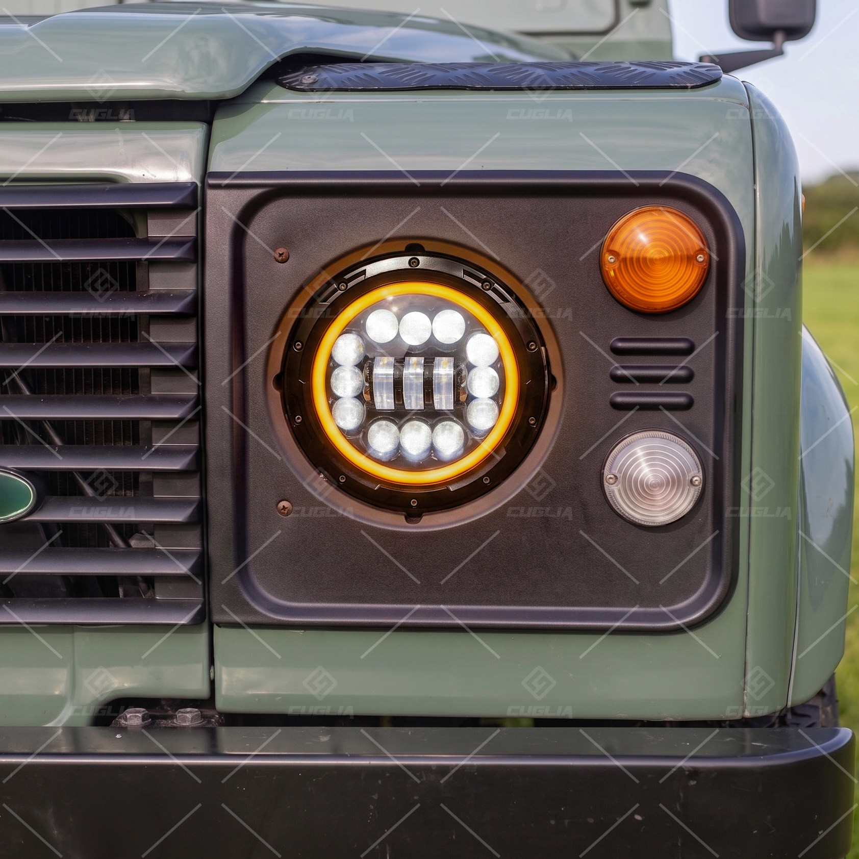 Coppia Fari LED 7" 80W H4 con DRL Bianco e Ambra per Jeep Wrangler,Hummer H1/H2, Defender e Patrol Y60 - immagine 10