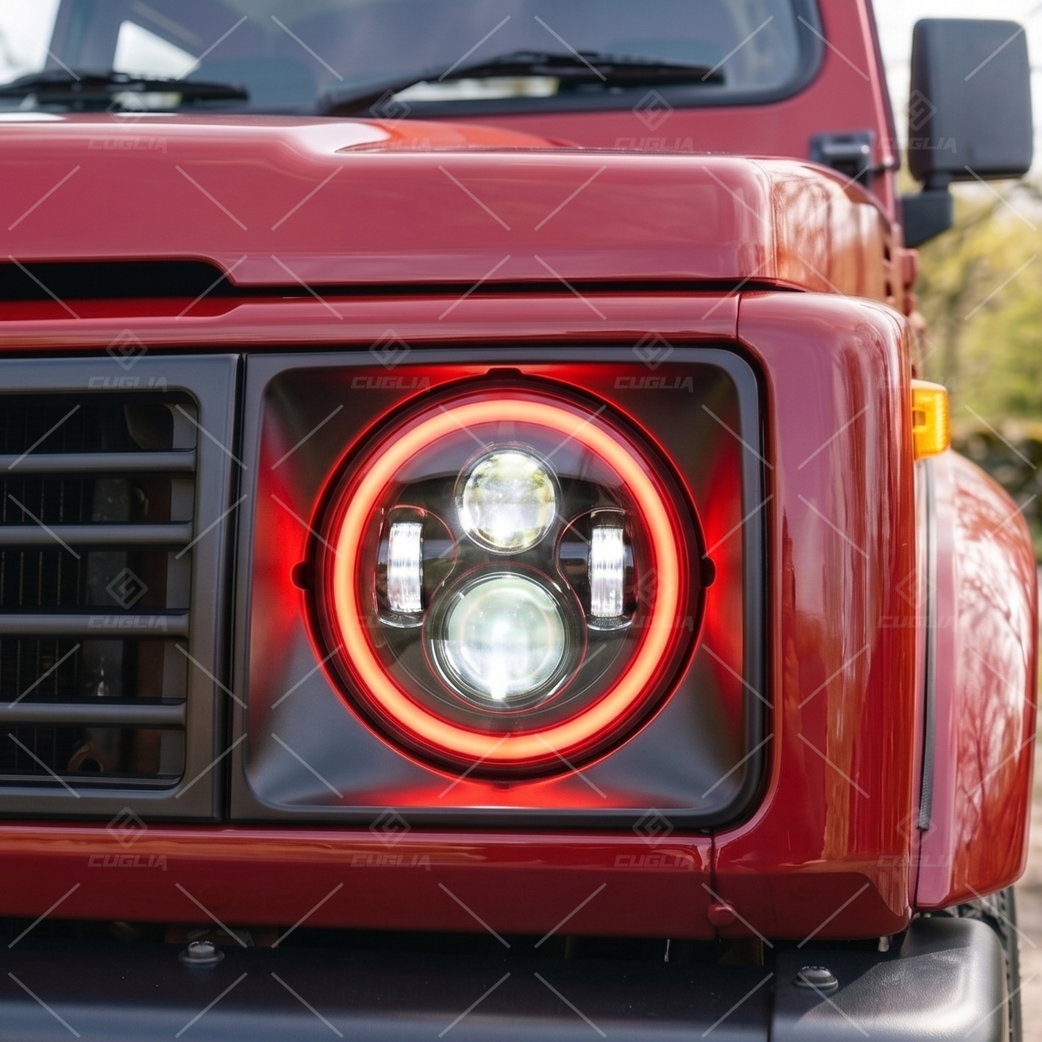 Coppia Fari LED 7" 80W H4 con DRL Arancione e Rosso per Jeep Wrangler, Hummer H1/H2,Defender e Nissan Patrol Y60 - immagine 9
