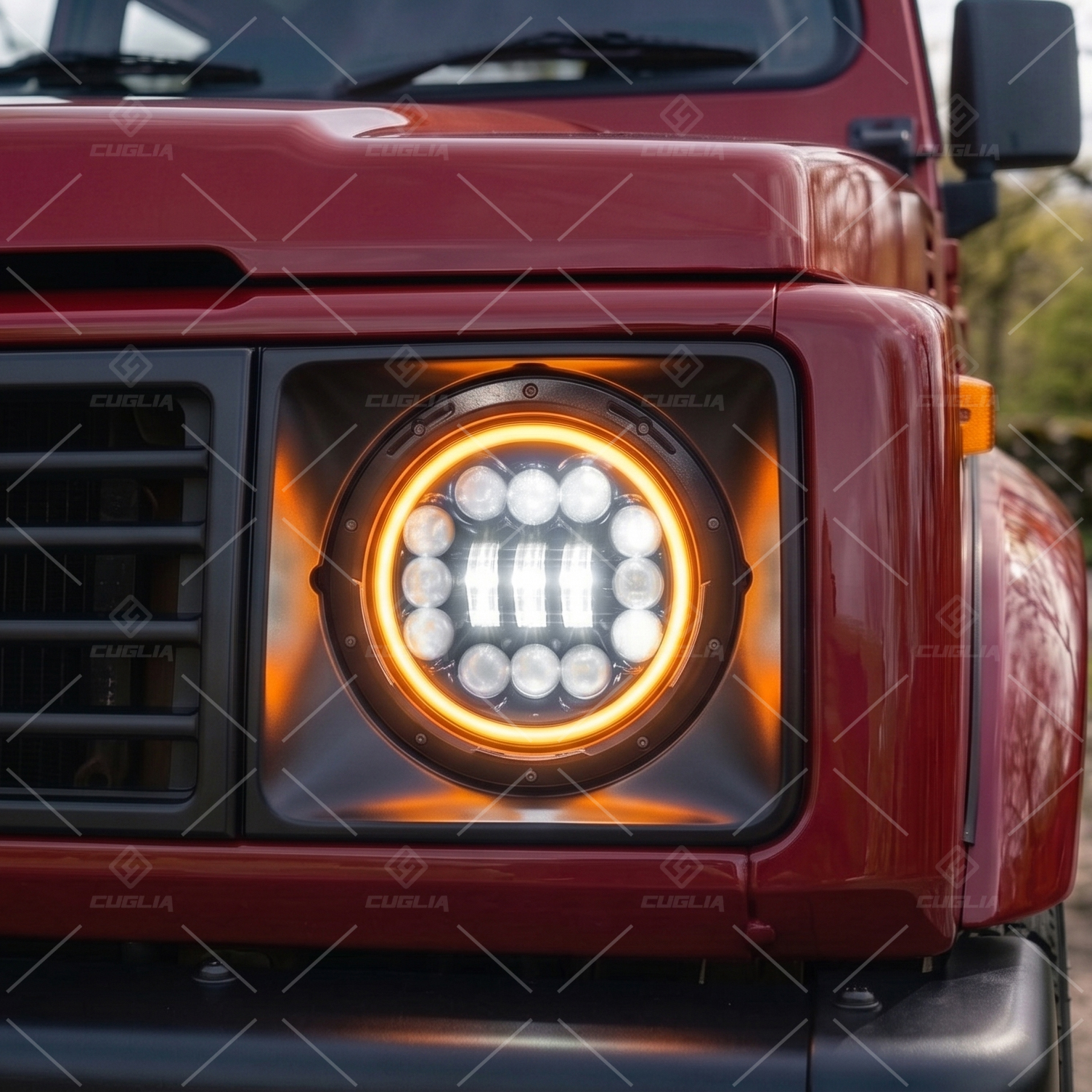 Coppia Fari LED 7" 80W H4 con DRL Bianco e Ambra per Jeep Wrangler,Hummer H1/H2, Defender e Patrol Y60 - immagine 9